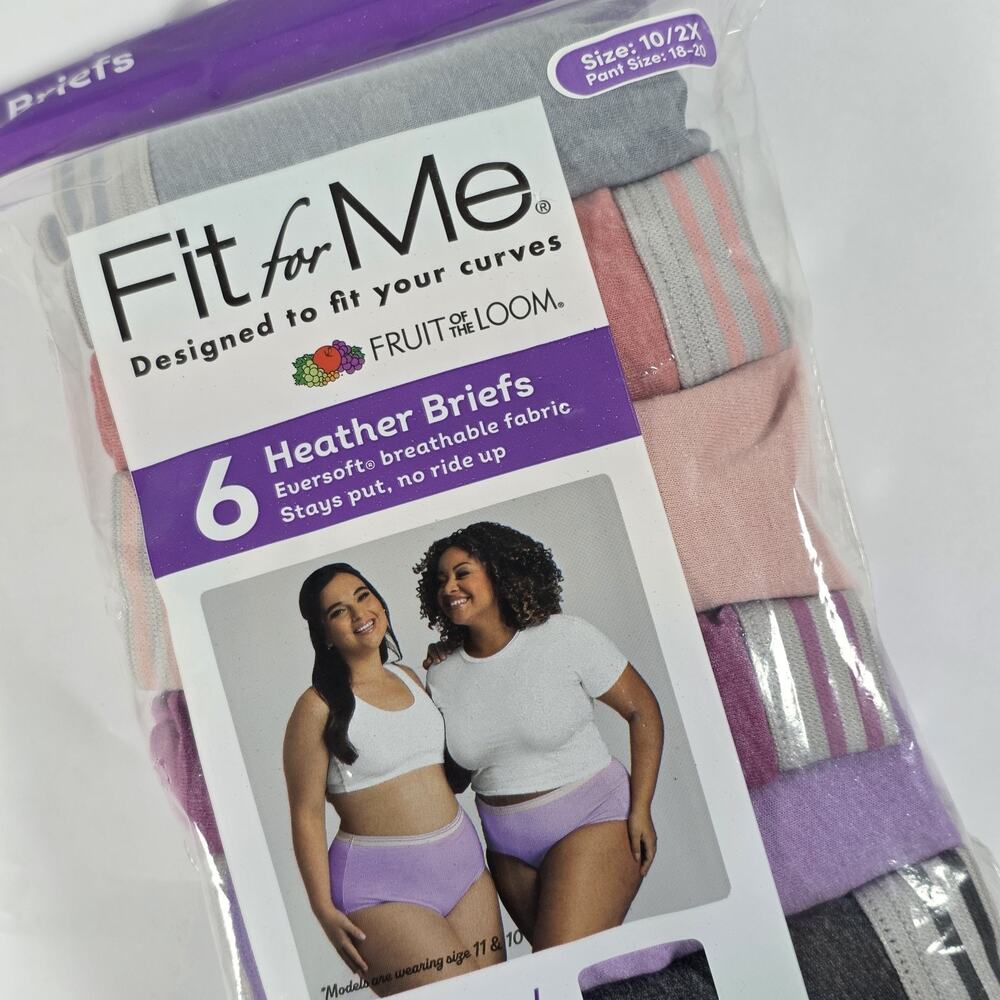 Fruit of the Loom Fit For Me 6 Heather Briefs Women's Eversoft Breathable - New